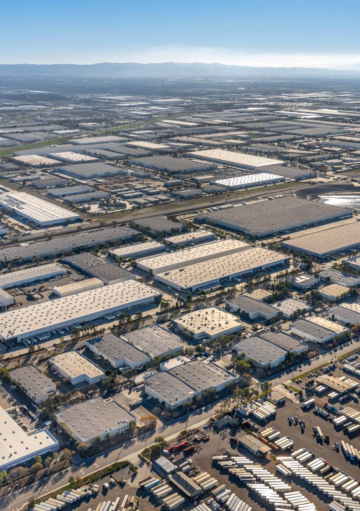 Aerial photo of a Southern California industrial park