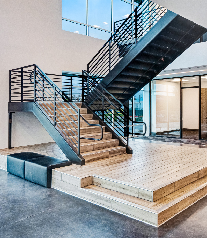 Interior office photo with a staircase