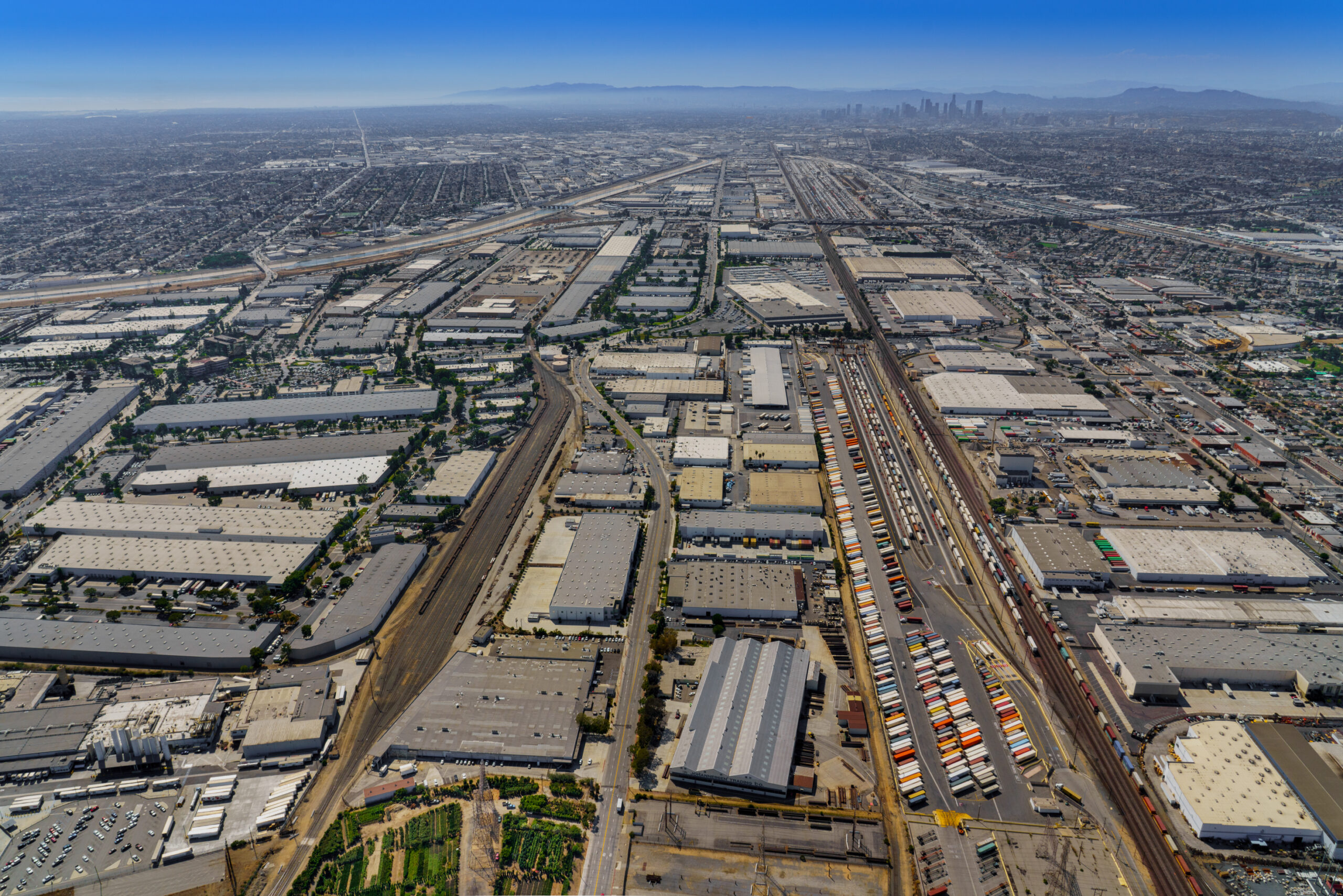 Aerial photograph of Central Los Angeles with Downtown Los Angeles in the background